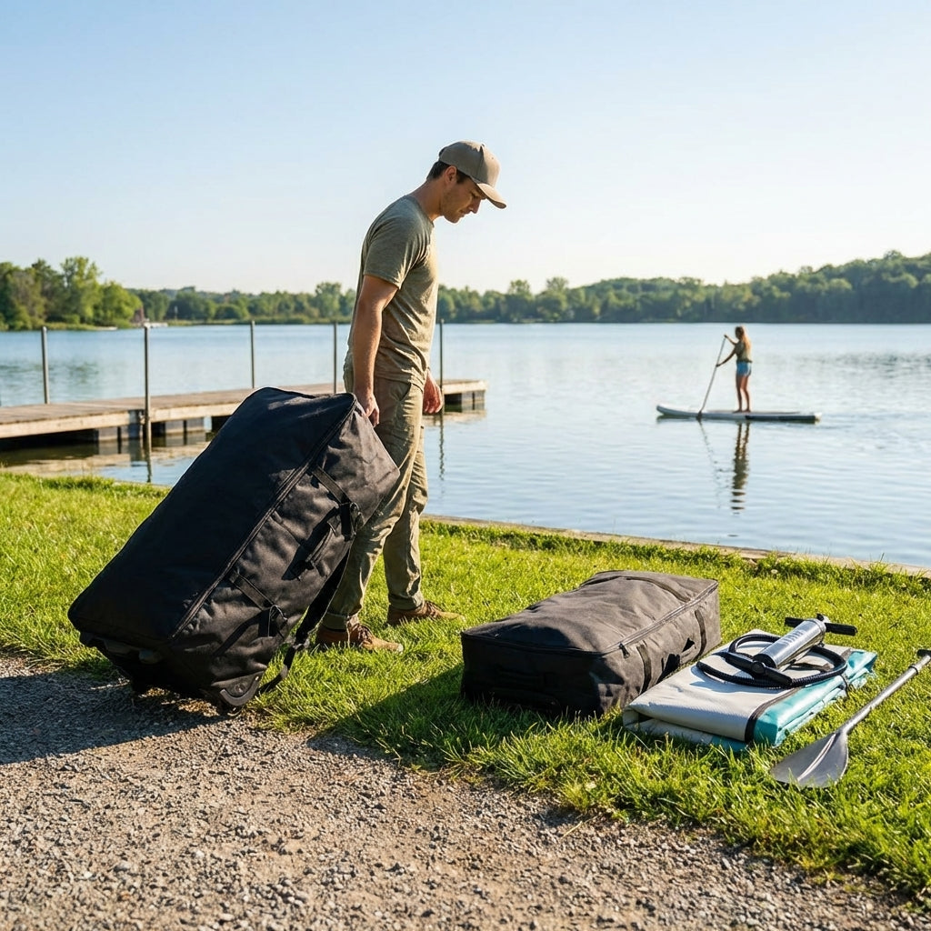 Paddle board and kayak bags for water sports equipment