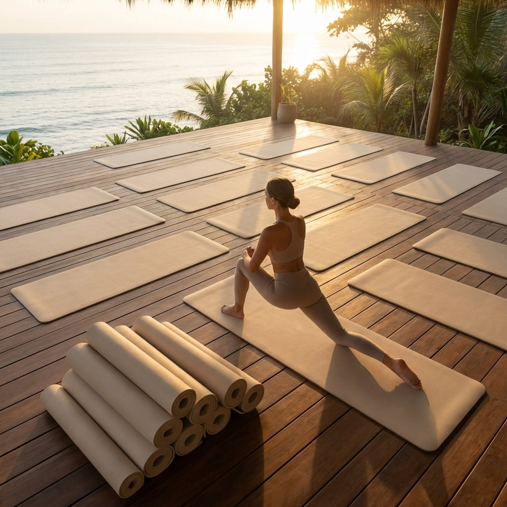 PU Yoga Mat in calming colours, ideal for yoga and Pilates