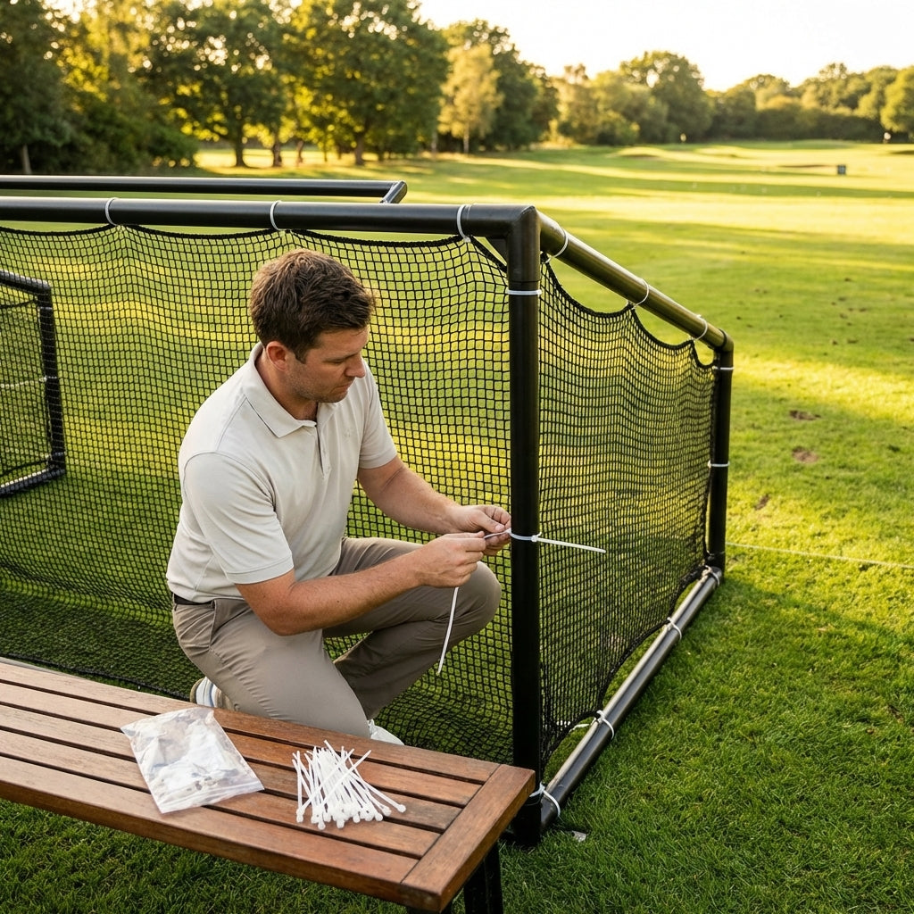 Golf Cage Replacement Parts including steel tubes and netting