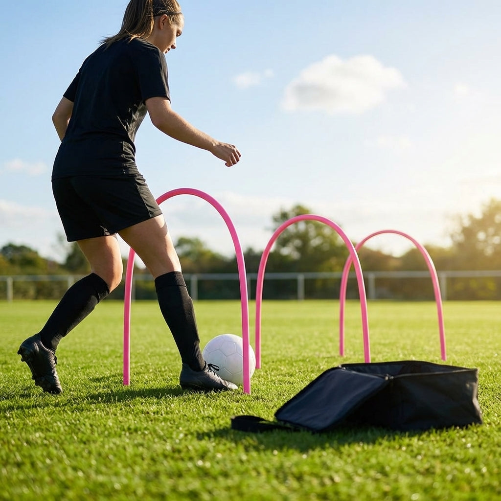 Football training passing arcs made of 34mm PVC