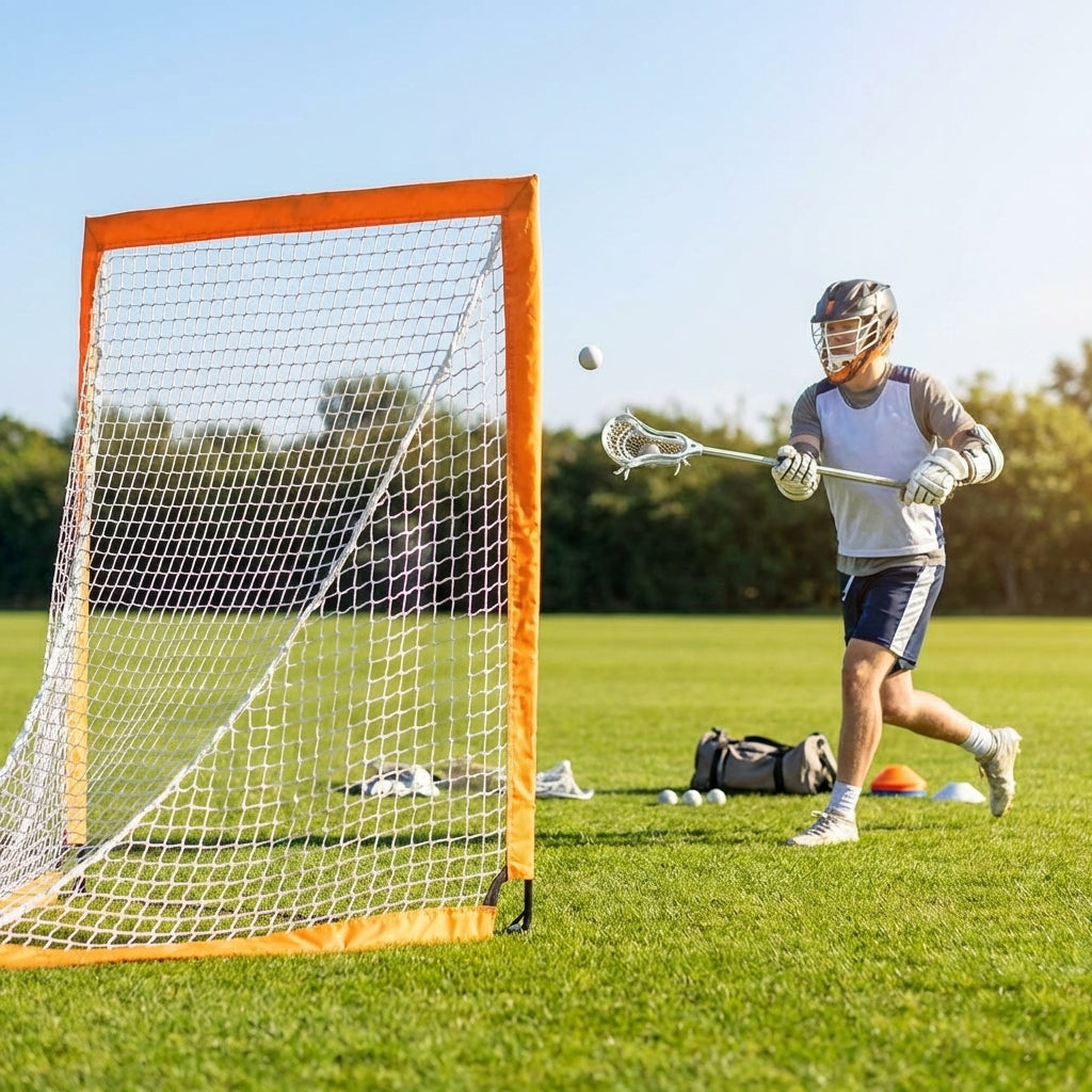 Pop-Up Lacrosse Goal with fibreglass poles and polyester netting