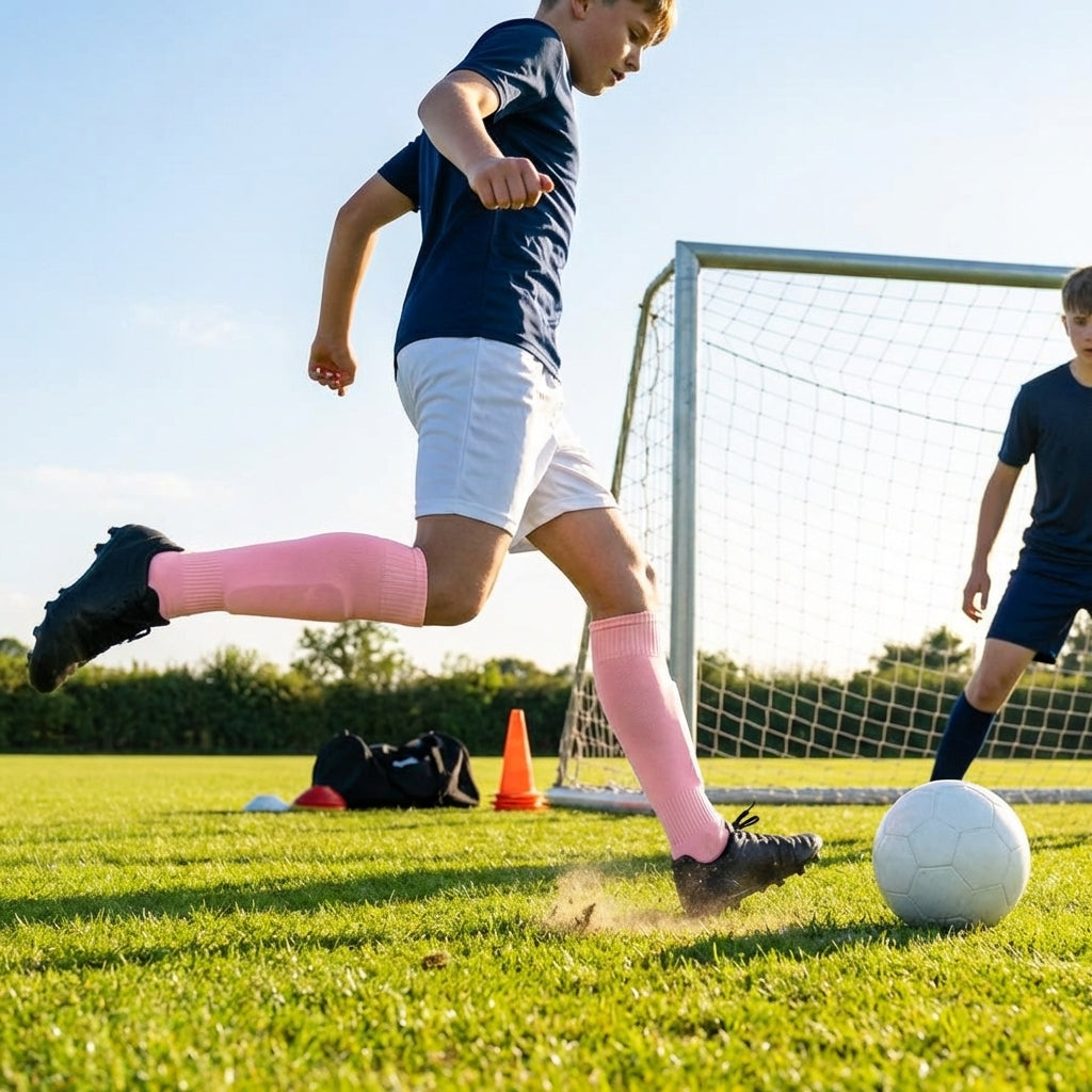 Football socks in various sizes and colours for players