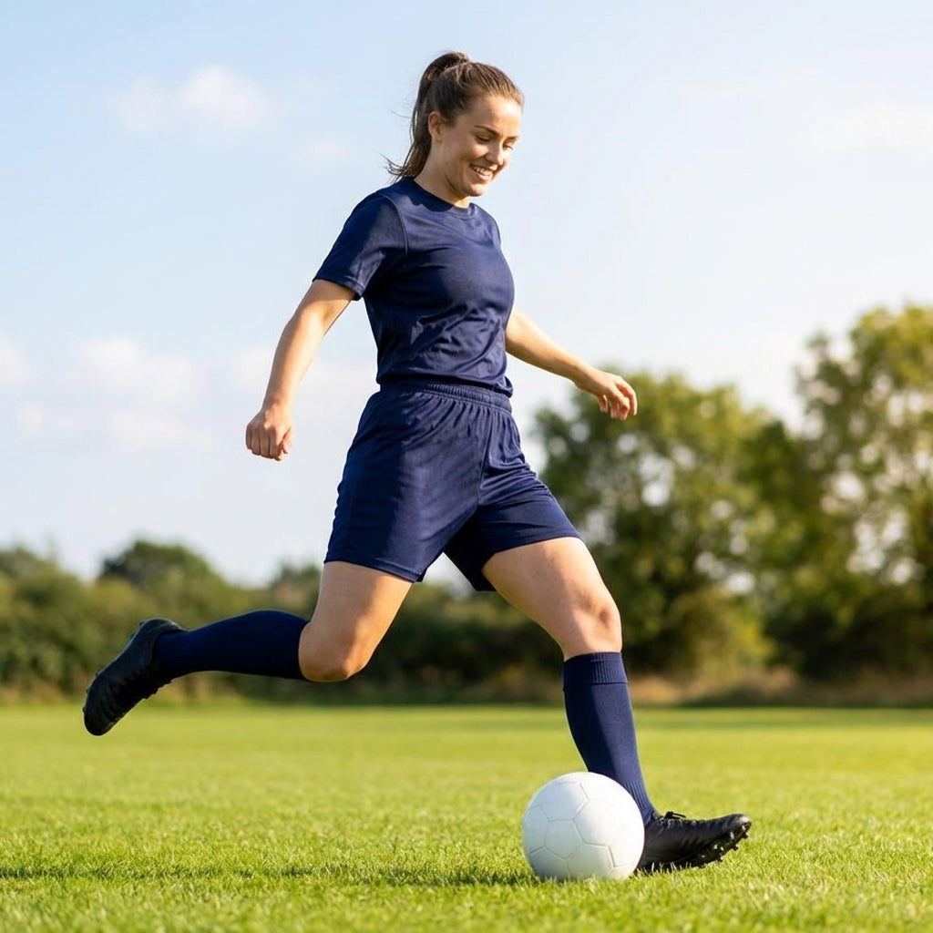 Navy blue football shorts made from 100% polyester