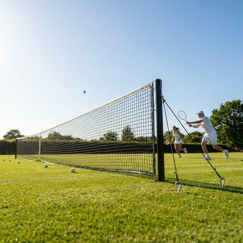 Tennis surround system with netting and poles for home use