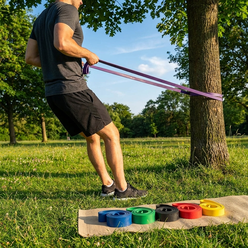 Multi-colour resistance bands made from natural latex for gym and home use