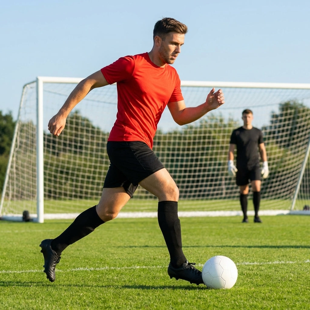 Men's football shorts made from lightweight polyester, ideal for matches