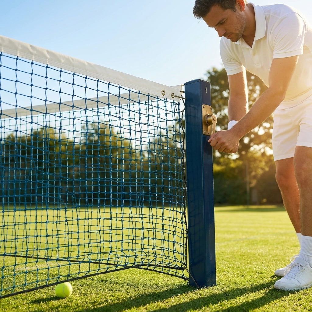 42ft tennis net in black with 2mm HDPE for school and home courts