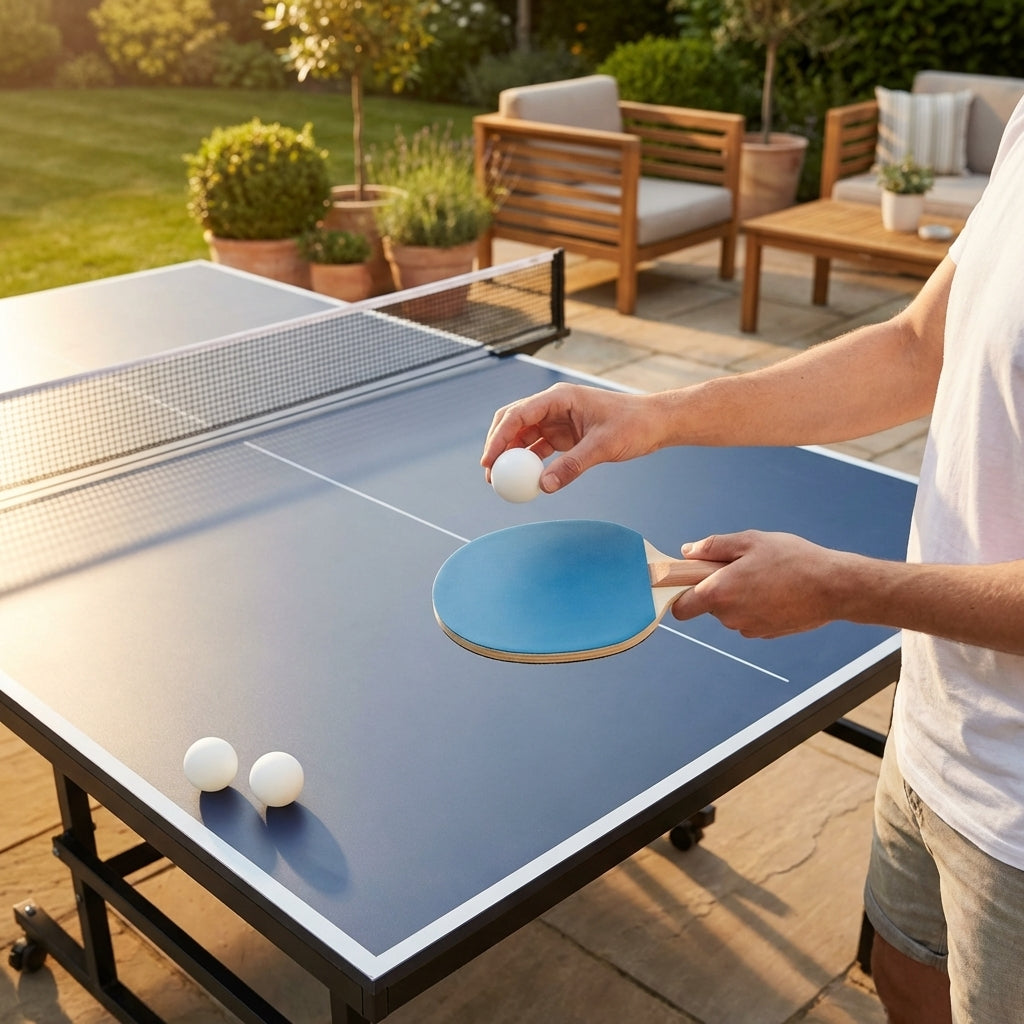 Table tennis balls in optic white for indoor and outdoor use