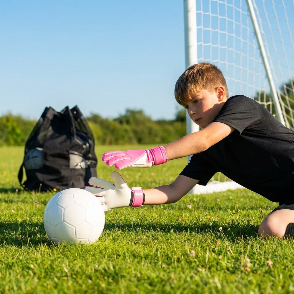 Goalkeeper gloves in various sizes and colours with EVA Foam and latex palm