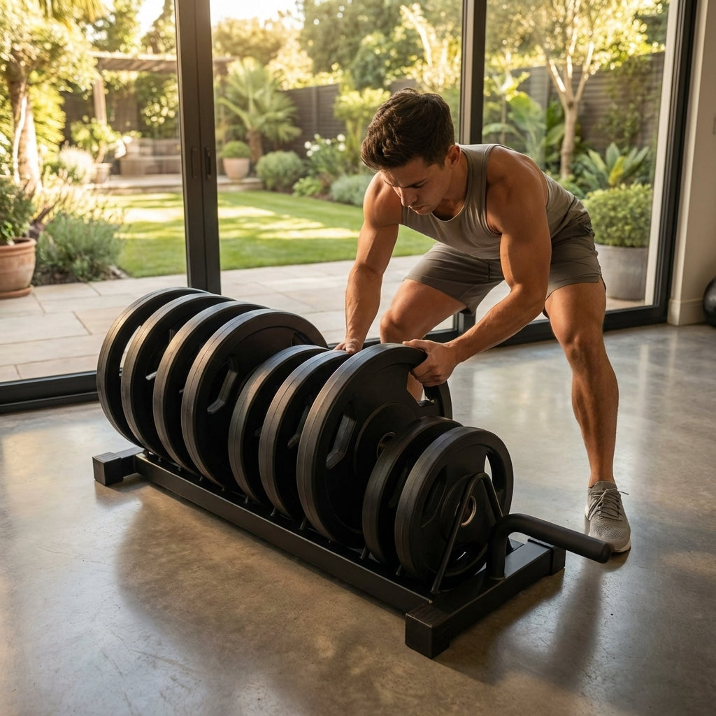Weight Plate Storage Rack for Home and Gym Use