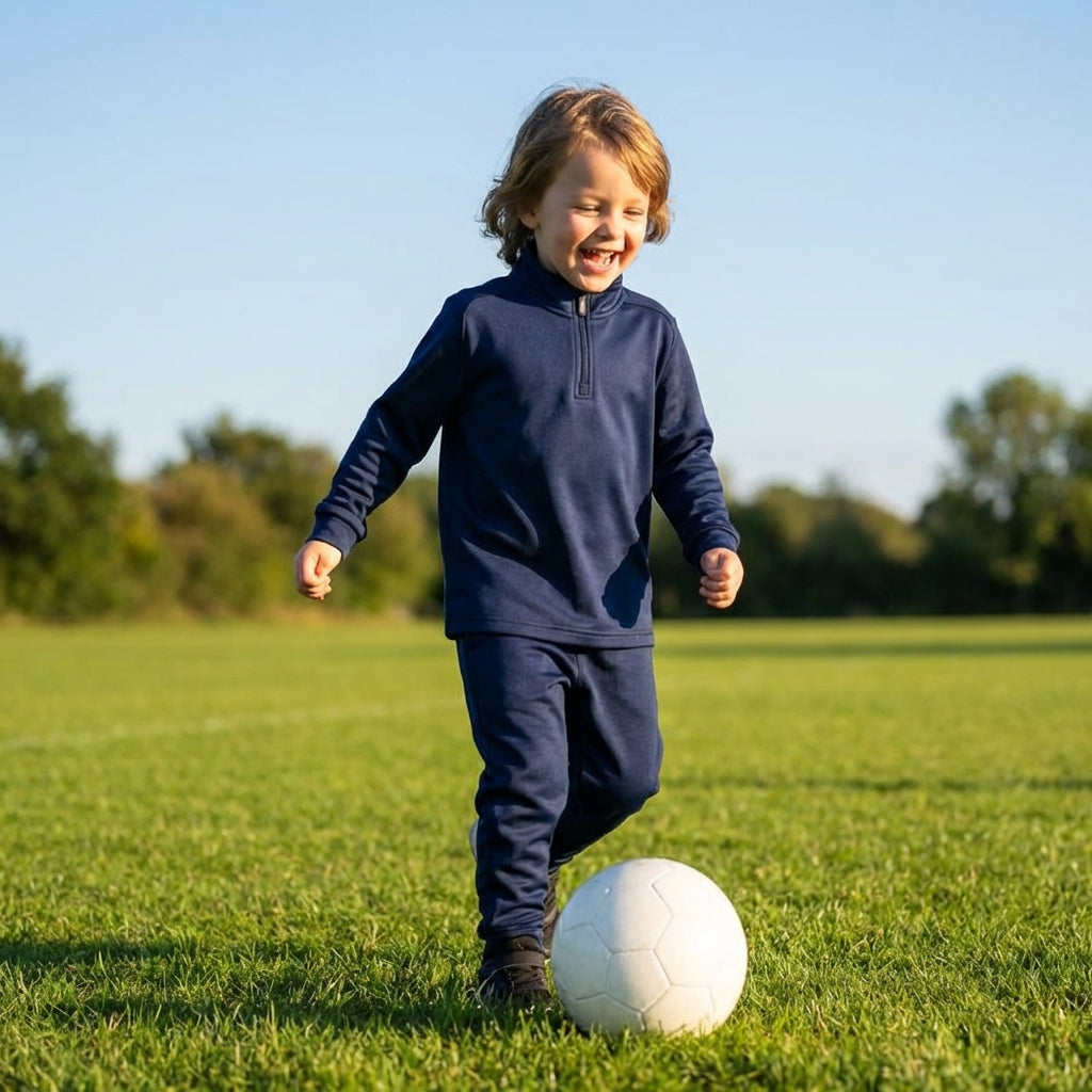 Junior tracksuit quarter zip made from lightweight polyester