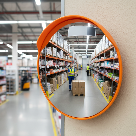 Premium Round Acrylic Convex Observation Safety Mirror for Outdoor Use with Durable... - side view | britanniasafety.uk