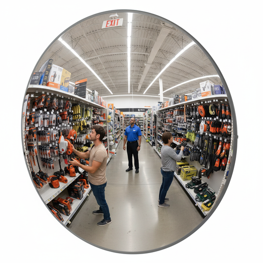 Premium Indoor Convex Security Mirror for Retail Theft Deterrence with Mounting Bracket - 6... - side view | britanniasafety.uk