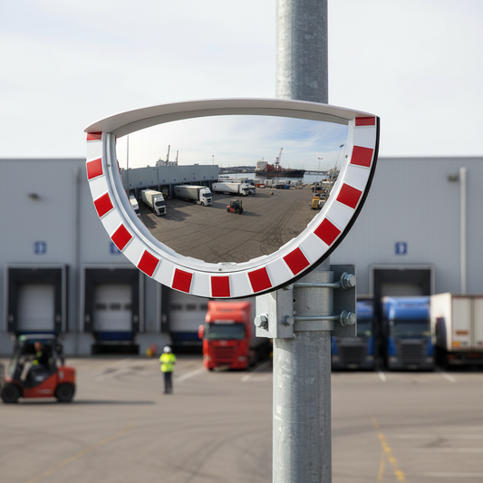 Premium Wide Angle Traffic Mirror with 180-Degree View and Anti-Glare Shield for Enhanced Visibility at... | britanniasafety.uk