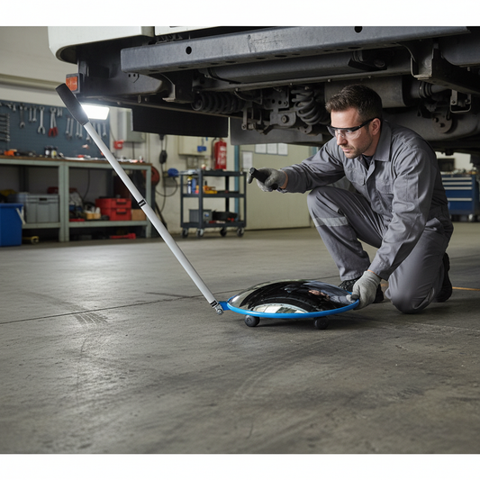 Premium Vision Inspection Mirror with Castor Wheels and Telescopic Handle for Vehicle Checkpoints | britanniasafety.uk