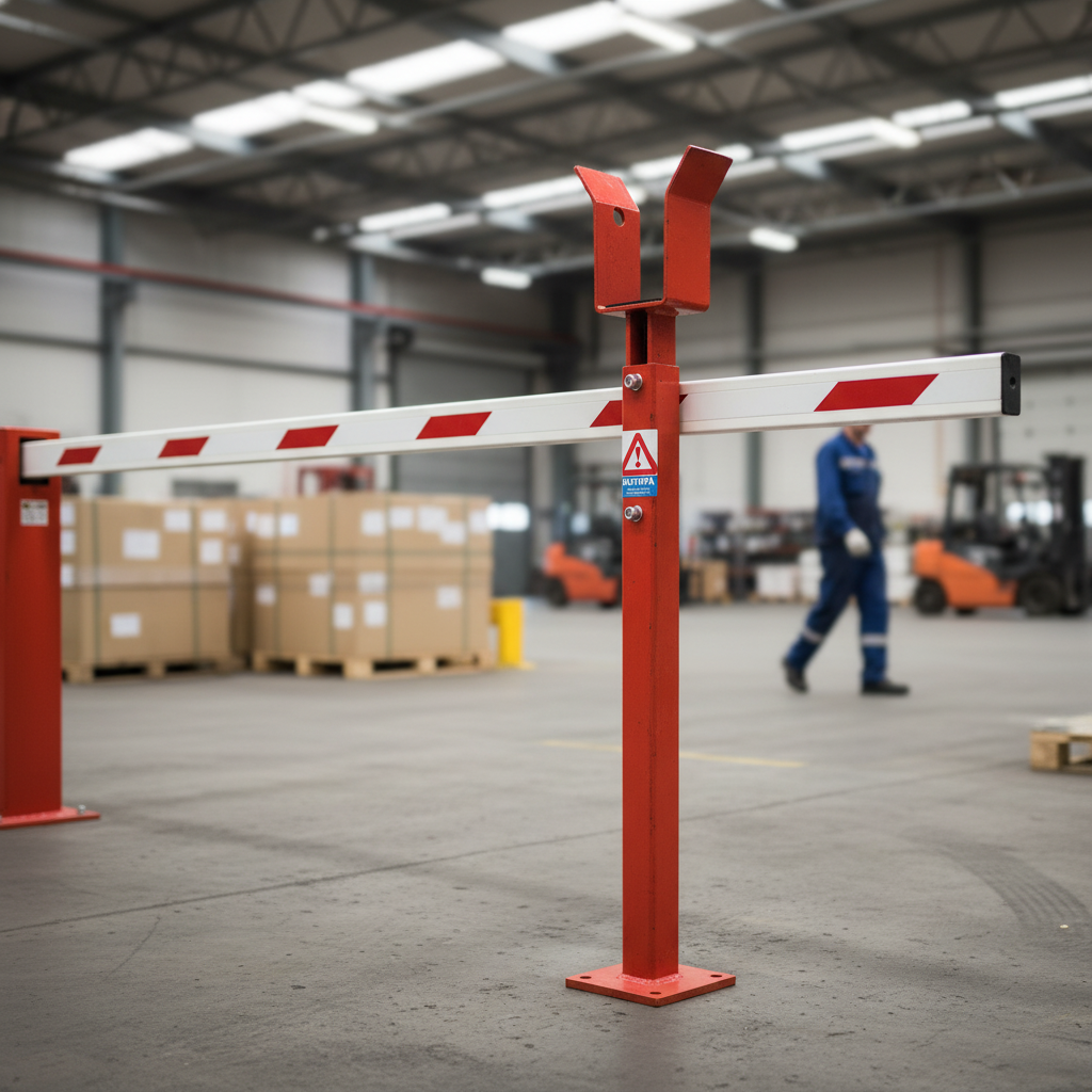 Professional Manual Arm Barrier Support Post with Galvanised Finish and Custom Colour Options for Secure... | britanniasafety.uk