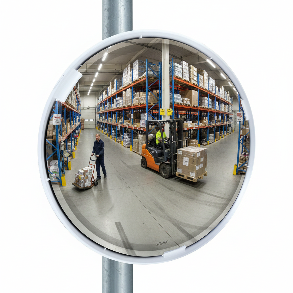 Professional Multi-Purpose 3 Direction Convex Mirror with Anti-Scratch Treatment for Enhanced... - side view | britanniasafety.uk