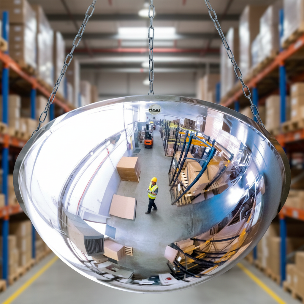 Professional Full Dome Security Mirror for 360-Degree Visibility in Warehouse Intersections | britanniasafety.uk