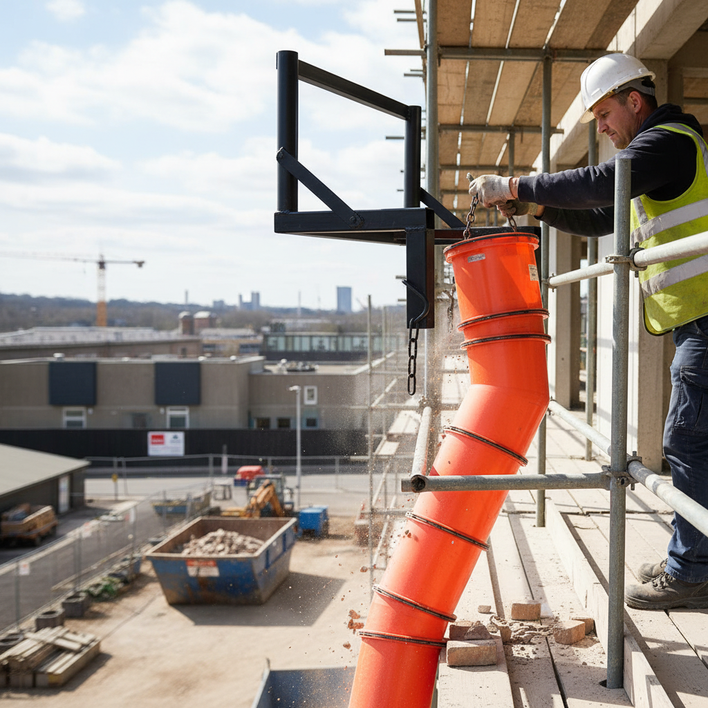 Heavy Duty 22 Inch Rubbish Chute System with Brackets, Chains, and Accessories for Safe Waste Disposal