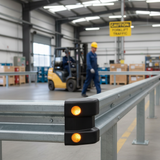 Premium Rigid Plastic Barrier End Cap with Reflective Dots for Enhanced Safety in High Traffic... - side view | britanniasafety.uk