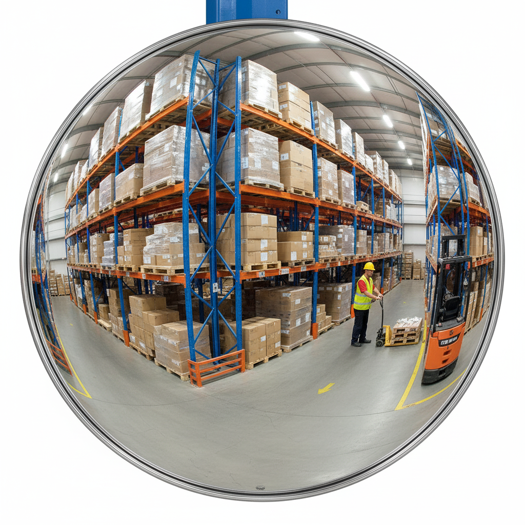 Premium Half Sphere Convex Wall Mount Mirror for 3 Directional Viewing in Warehouses - Multiple Size... | britanniasafety.uk