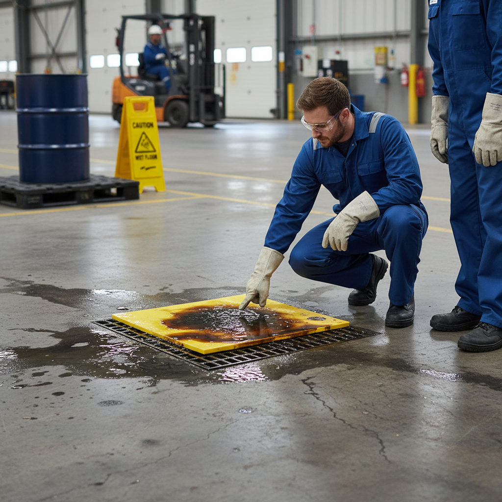 Heavy Duty 46cm x 46cm Drain Cover for Spill Prevention with Hi-Vis Color and Sticky-Feel Adhesion