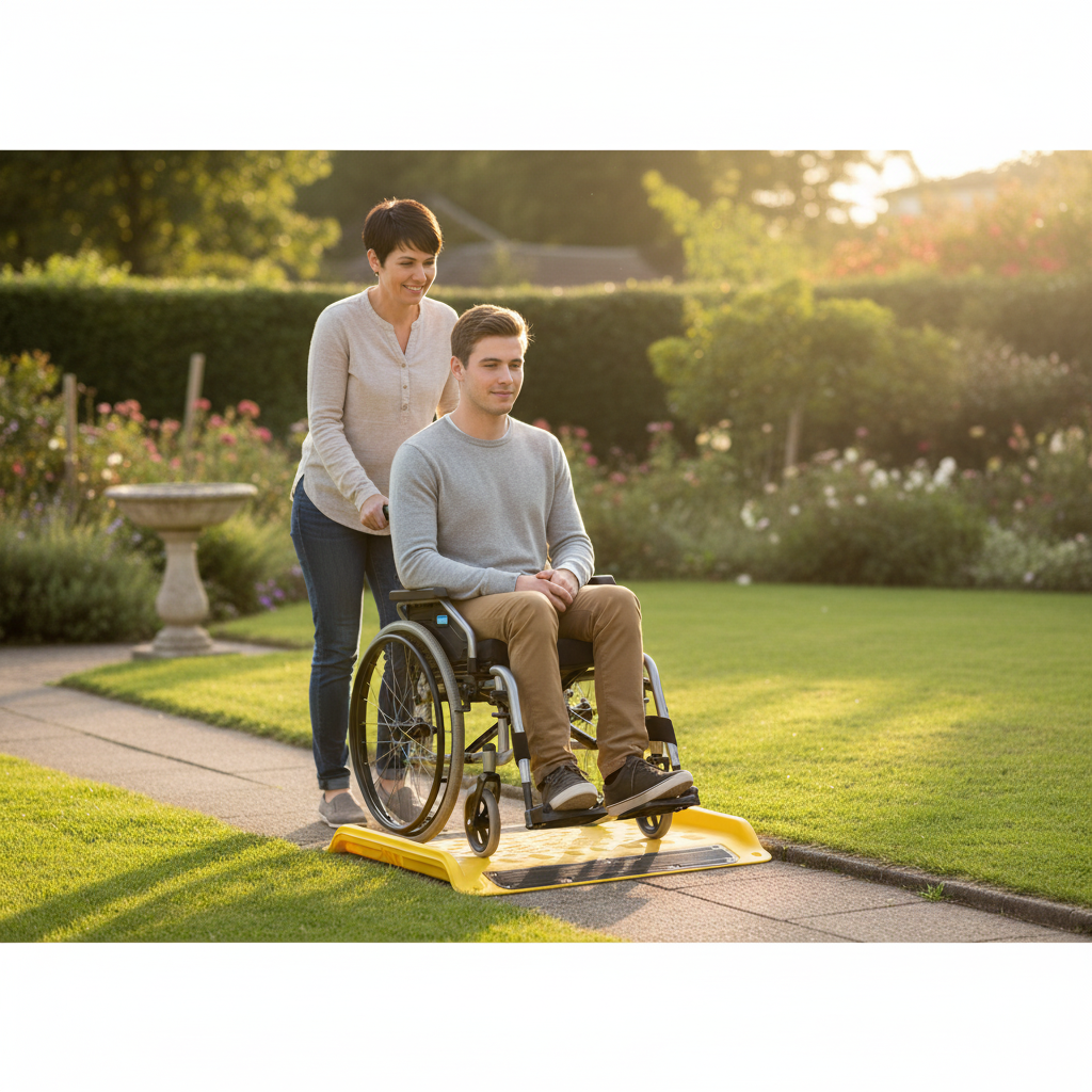 Premium Wheelchair Kerb Ramp with Anti-Slip Surface and High Sides for Safe Mobility Access | britanniasafety.uk