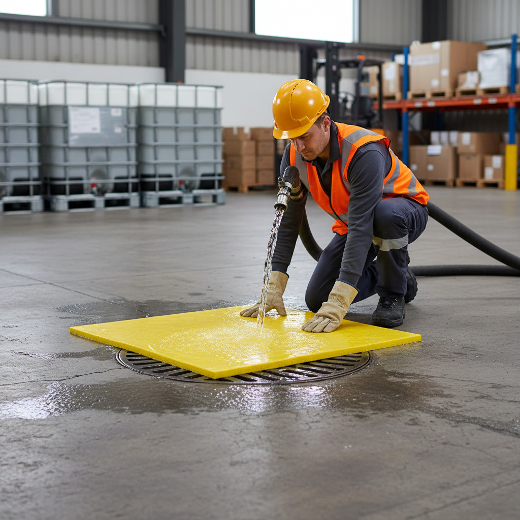 Heavy Duty 91cm x 91cm Drain Cover for Spill Prevention with High-Visibility Color and Adhesive Properties