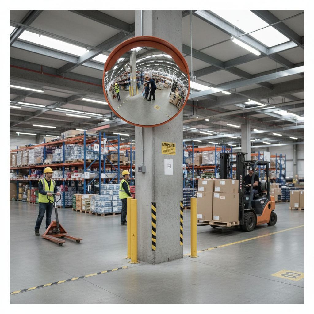 Premium Large Two-Direction Surveillance Security Mirror for Retail and Hospitality Environments - side view | britanniasafety.uk