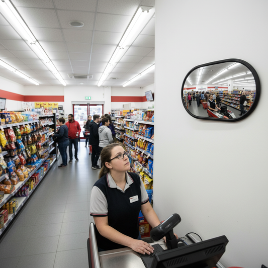 Premium Wall Mounted Convex Mirror for Indoor Observation - Wide Angle View, Durable Acrylic... - side view | britanniasafety.uk