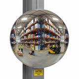 Premium Half Sphere Convex Wall Mount Mirror for 3 Directional Viewing in Warehouses - Multiple... - side view | britanniasafety.uk