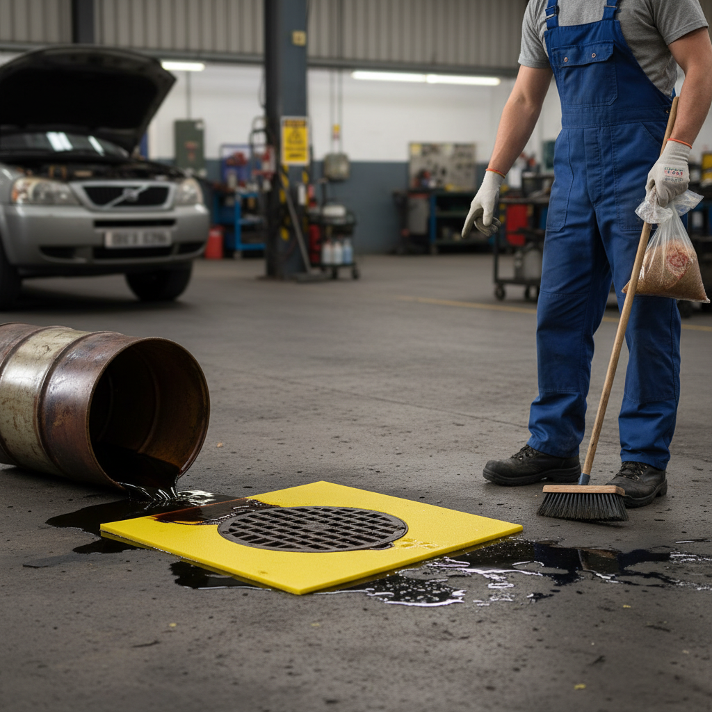 Heavy Duty 61cm x 61cm Drain Cover with Hi-Vis Color and Sticky-Feel Properties for Spill Prevention