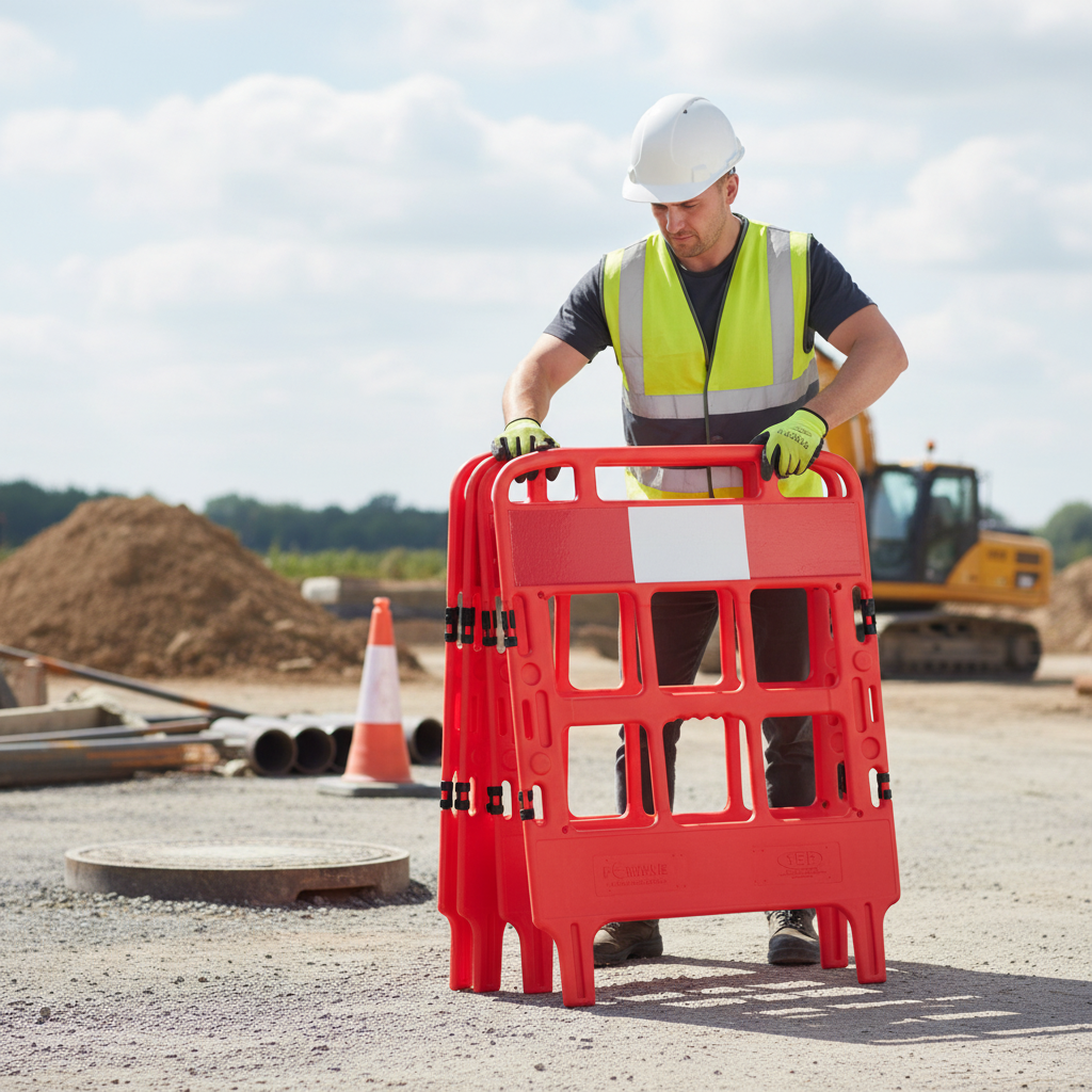 Premium Folding Manhole Barrier - Heavy Duty UV Stabilised HDPE for Utility Works | britanniasafety.uk