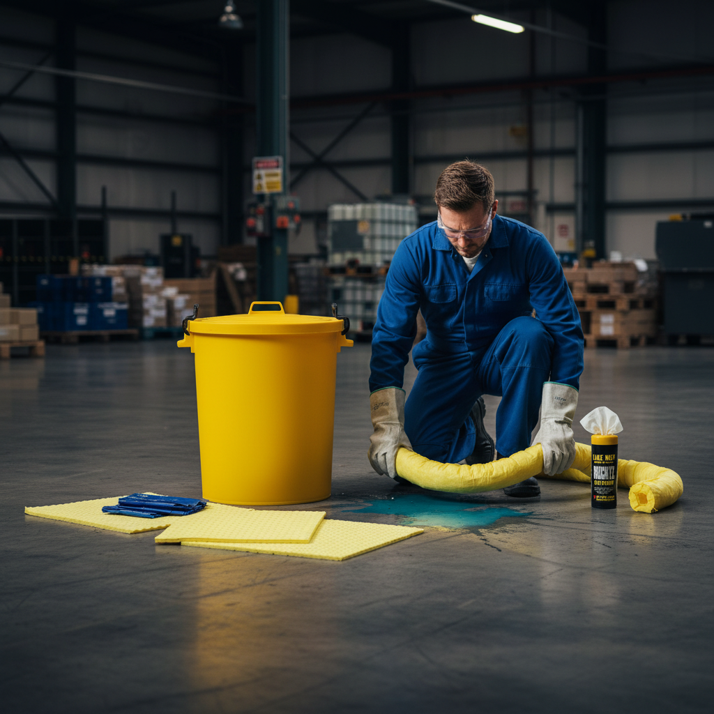 Heavy Duty Chemical Spill Kit - 90L Capacity with Absorbent Socks, Pads, and Disposal Bags for Efficient Clean-Up