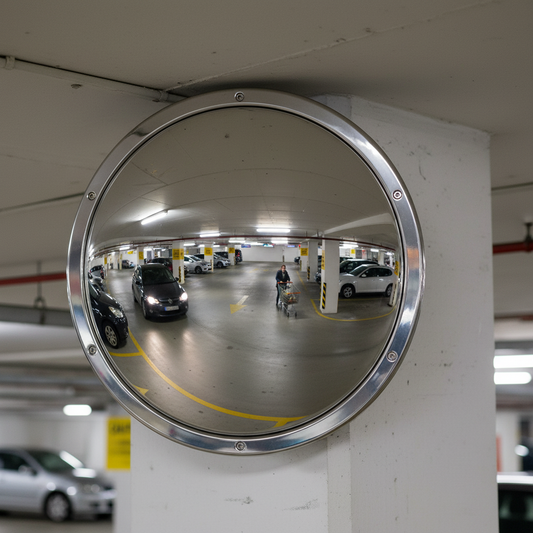 Premium Anti-Vandal Convex Safety Mirror with Stainless Steel Finish for Indoor and Outdoor Use | britanniasafety.uk