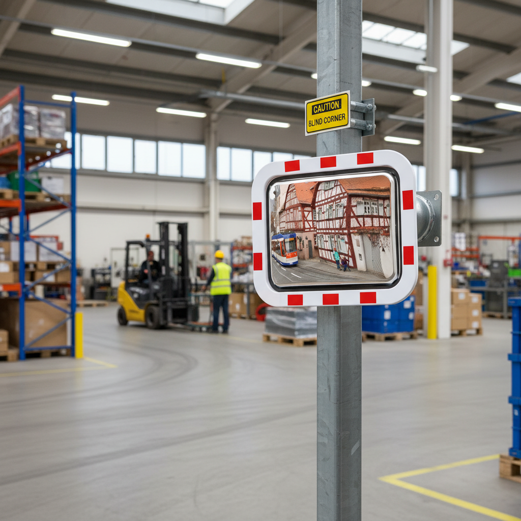 Premium Stainless Steel Traffic Mirror with Weather-Resistant ABS Housing and Mounting Bracket... - side view | britanniasafety.uk