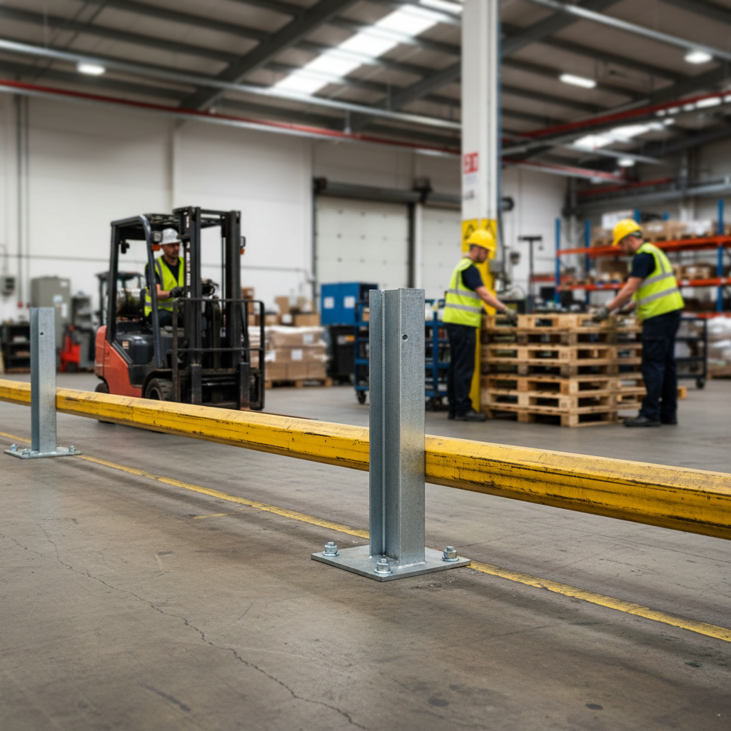 Heavy Duty Bolt Down 610mm RSJ Barrier Post - Galvanised Steel for Impact Protection in Multi-Storey Car Parks and Warehouses