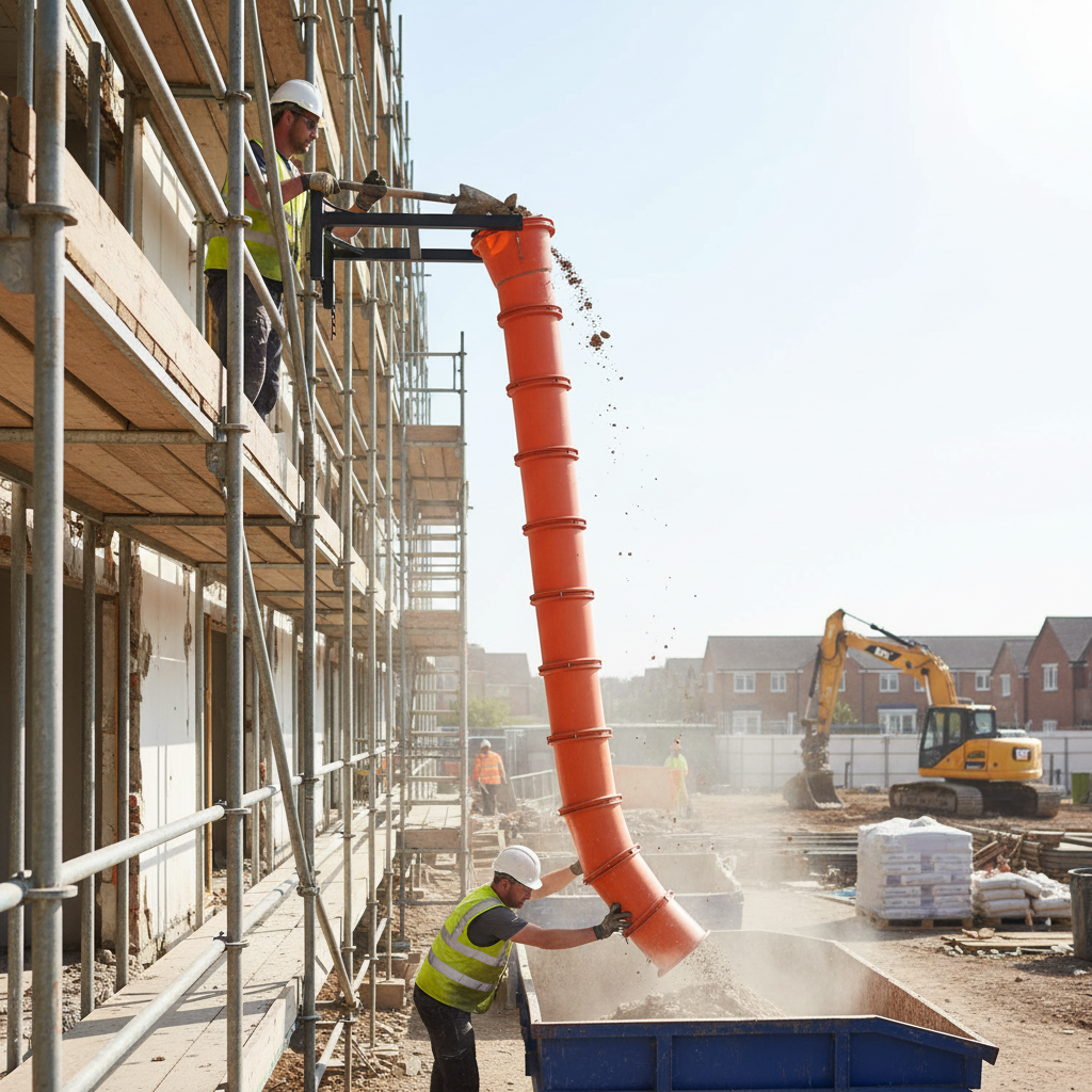 Heavy Duty 22 Inch Rubbish Chute System with Brackets, Chains, and Accessories for Safe Waste Disposal