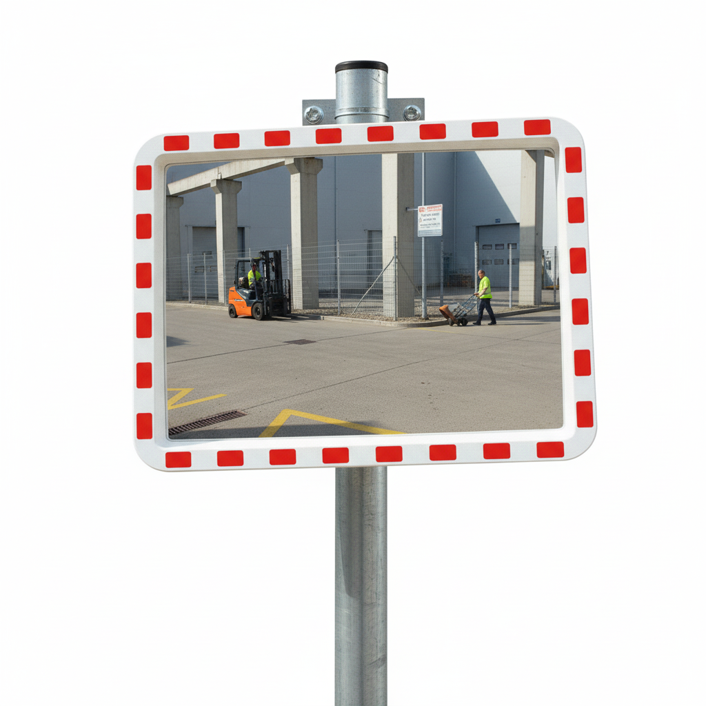 Premium Outdoor Traffic Mirror with Durable Acrylic Surface and Easy Mounting Bracket for... - side view | britanniasafety.uk