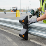 Premium Rigid Plastic Barrier End Cap with Reflective Dots for Enhanced Safety in High Traffic Areas | britanniasafety.uk