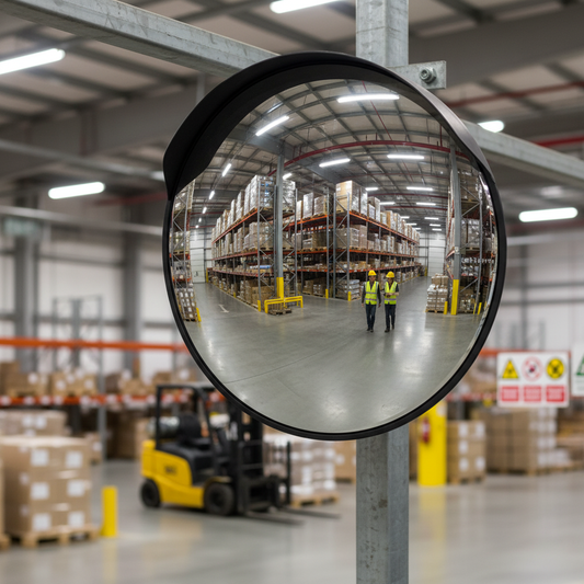 Professional Unbreakable Driveway Mirror - Round Design for Clear Traffic View, 300mm Diameter with Anti-UV... | britanniasafety.uk