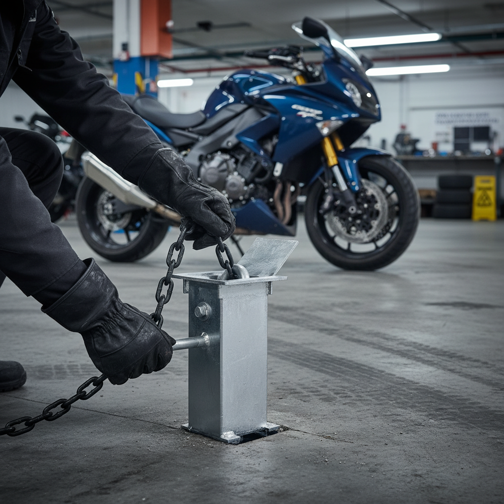 Premium Heavy Duty Motorcycle Locking Loop for Secure Outdoor Parking - Galvanised Steel with Minimal Trip... | britanniasafety.uk