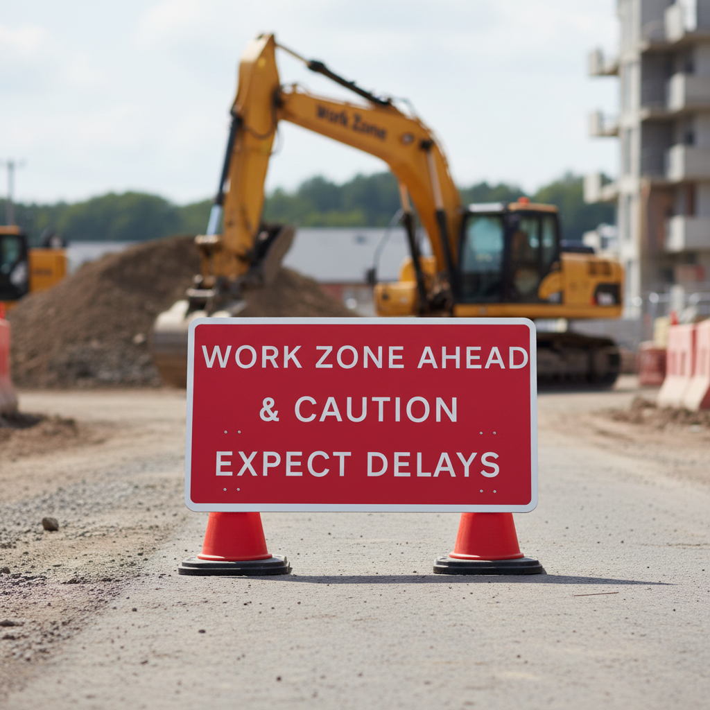 Custom Premium Cone Sign Face 1050x750mm - Four Color Combinations with Custom Text Options