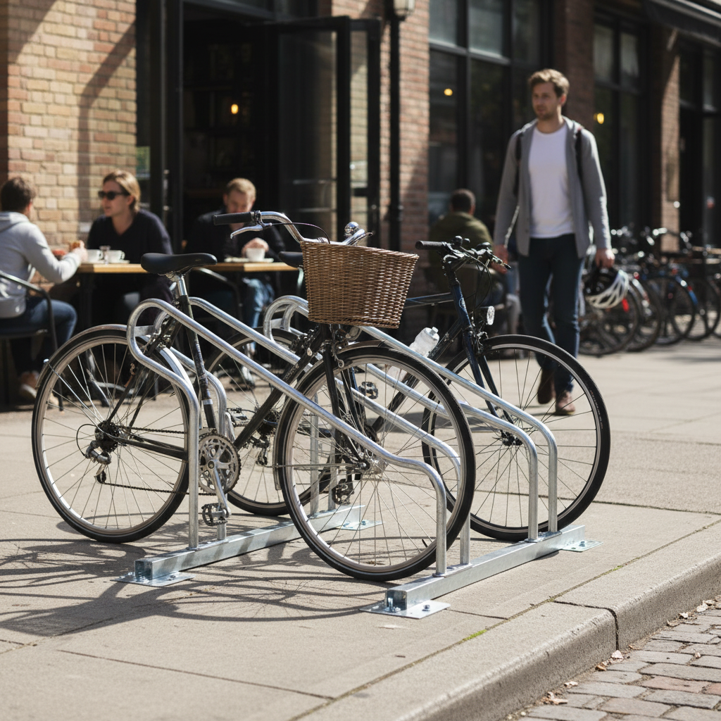 Durable Galvanised Bicycle Rack - Single-Sided or Double-Sided Configurations with Space-Saving Hoops for Mountain Bikes