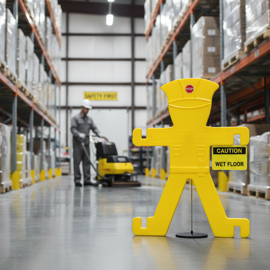 Premium Safety Barrier with Stand - Ideal for Maintenance and Cleaning Notifications with Six Message Signs | britanniasafety.uk