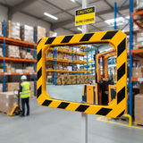 High-Performance Yellow and Black Traffic Safety Mirror for Industrial Use - Boost Safety in Warehouses and... | britanniasafety.uk
