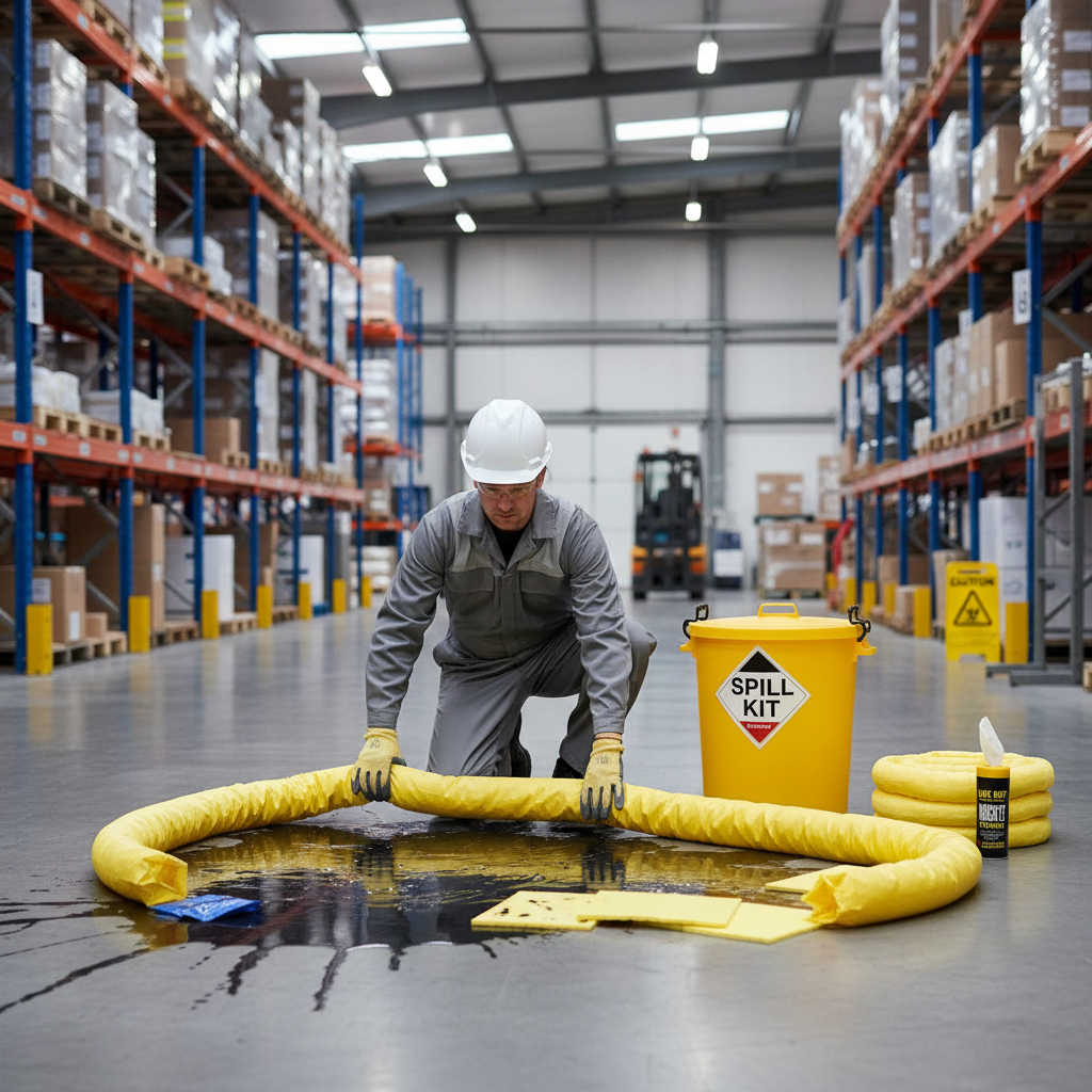 Heavy Duty Chemical Spill Kit - 90L Capacity with Absorbent Socks, Pads, and Disposal Bags for Efficient Clean-Up