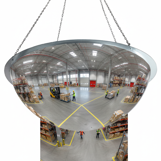 Premium Panoramic 360-Degree Indoor Observation Mirror for Safety in Warehouses and Supermarkets - side view | britanniasafety.uk