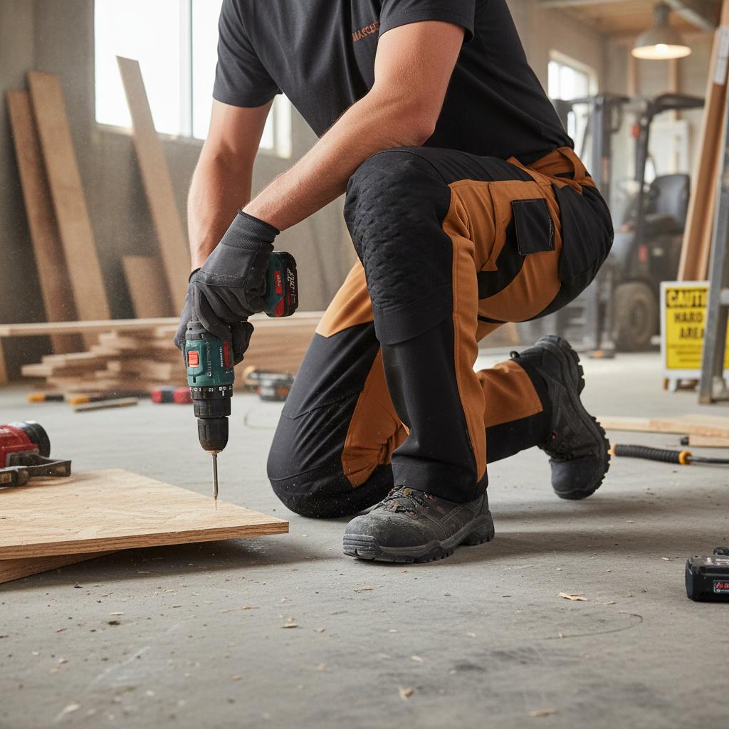 Heavy Duty Customized Work Trousers with Kneepad Pockets, Lightweight, Water Repellent, and Made from Recycled Materials