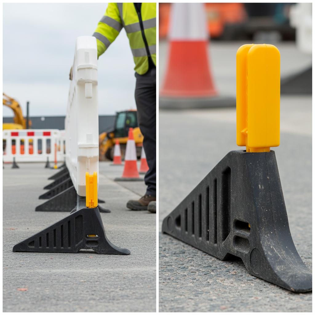 Premium Non-Trip Replacement Foot with Spigot for Gate and Boss Barriers, Recycled PVC Design | britanniasafety.uk
